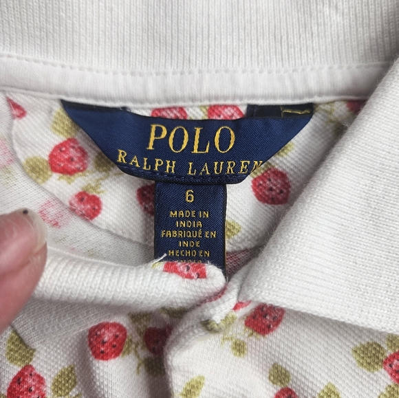 Polo Ralph Lauren Big Girl's Strawberry Print Romper Size 6 - Picture 6 of 7